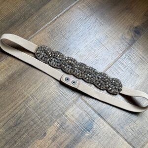 Elegant Beaded Belt in Tan and Brown